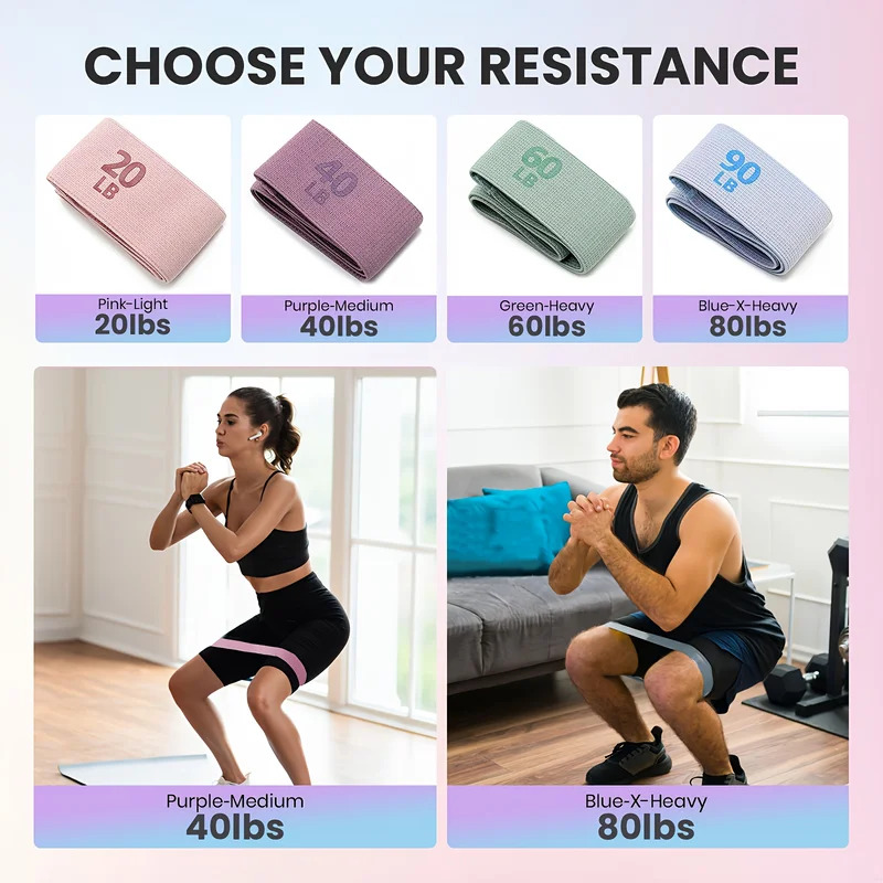 Pilates Yoga Joint - 20-90LB 패브릭 탄성 밴드 피트니스 저항