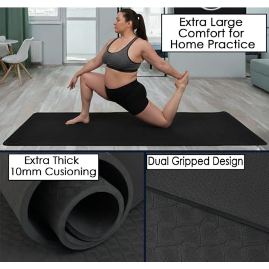 홈트레이닝 요가 매트, 특대형 10mm TPE, 블랙, - Pilates Yoga Joint 리뷰 및 가격